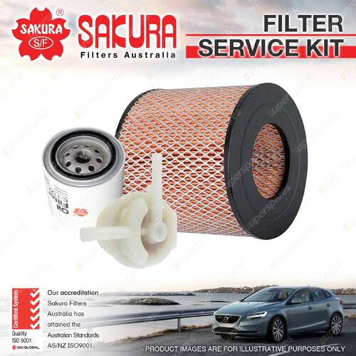 Sakura Oil Air Fuel Filter Service Kit for Toyota Dyna YU62R 2.2L 11/86-07/91