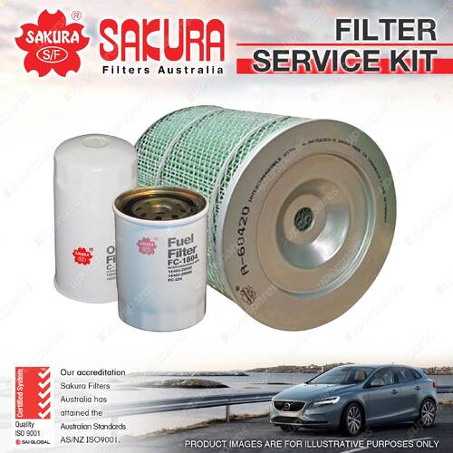 Sakura Oil Air Fuel Filter Service Kit for Nissan Cabstar SGH40X 3.5L TD 87-95