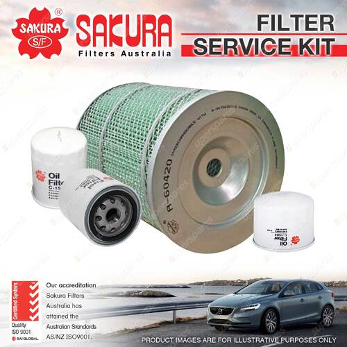 Sakura Oil Air Fuel Filter Service Kit for Isuzu NPS59 3.9L TD 1992-1994