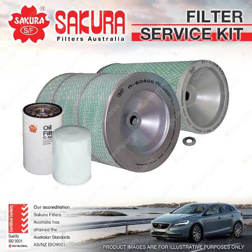 Sakura Oil Air Fuel Filter Service Kit for Hino Ranger 7 GD1J 8.0L TD 1996-2002