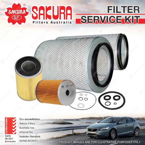 Sakura Oil Air Fuel Filter Service Kit for Hino GS22 9.4L Diesel 6Cyl 1984-1992