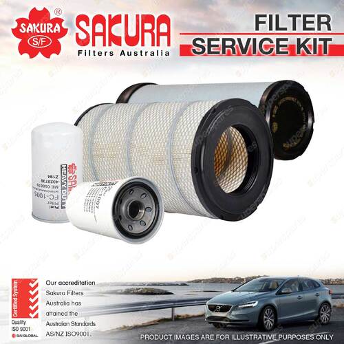 Sakura Oil Air Fuel Filter Service Kit for Mitsubishi FUSO Fighter FK617 FM657