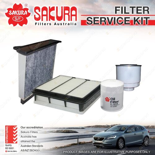 Sakura Oil Air Fuel Cabin Filter Service Kit for Mitsubishi Triton 2.5L TD ML MN