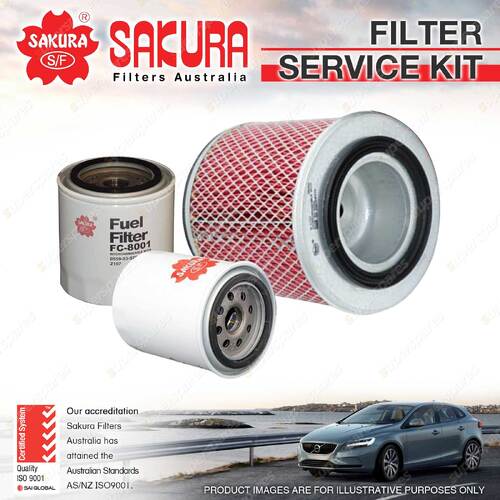 Sakura Oil Air Fuel Filter Service Kit for Mazda B2200 Bravo UDY02 R2 2.2L