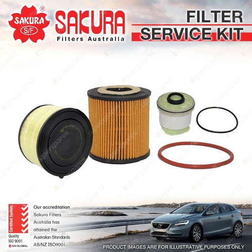 Sakura Oil Air Fuel Filter Service Kit for Mazda BT-50 UP 2.2L 3.2L TDCi 2011-on