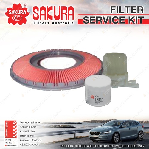 Sakura Oil Air Fuel Filter Service Kit for Mazda 323 BF 1.6L B6 Petrol 4Cyl