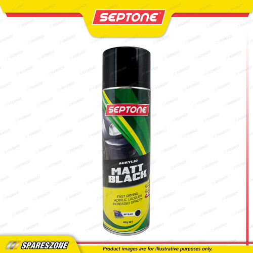 Septone Acrylic Spray Paint Aerosol Matt Black 400 Gram Fast Drying