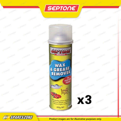 3 x Septone Wax & Grease Remover Aerosol Spray 400 Gram Effective Cleaning