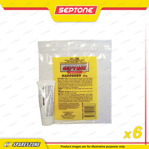 6 x Septone Hardener Retail Hang Pack Red 20 Gram Benzoyl Peroxide Hardener