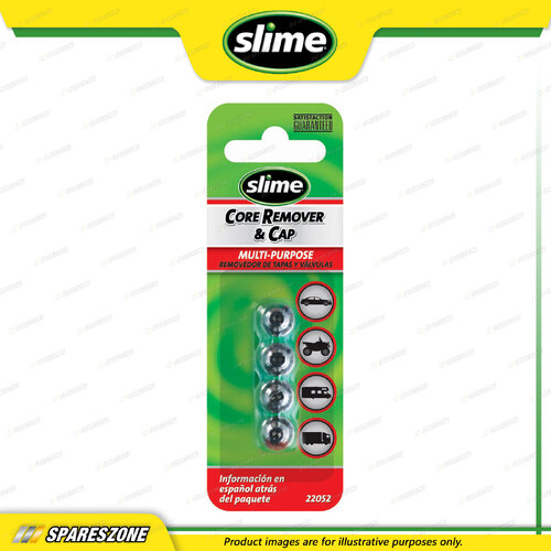 Slime Tool - Valve Core Remover and Valve Cap Zinc Plated Brass Pack of 4