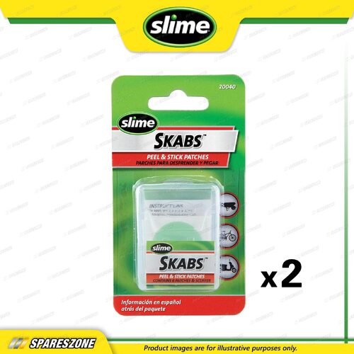 2 x Slime Skabs Peel Stick Self-Adhesive Patches for Repairing Punctured Tires