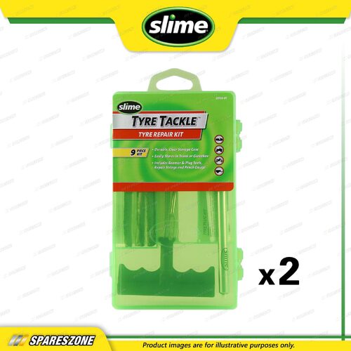 2 x Slime Tools - Tire Tackle Tire Repair Kit 9 Pieces for Flat Tyre Repair