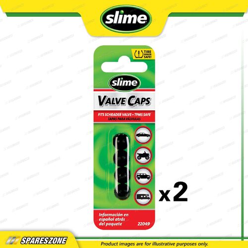 2 x Slime Replacement Plastic Valve Caps - Available in Black Pack of 4