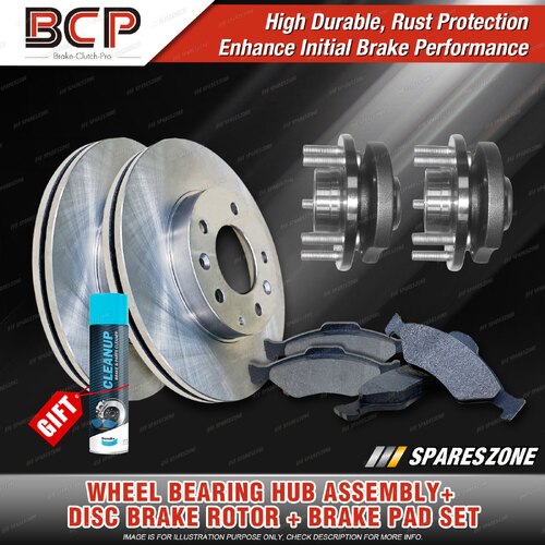 Front Wheel Bearing Hub Ass Brake Rotor Pad Kit for Holden Commodore VZ W/O ABS