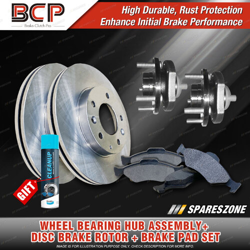 Front Wheel Bearing Hub Ass + Brake Rotor Pad Kit for Holden Calais Commodore VT