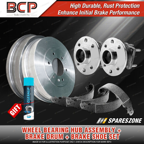 Rear Wheel Bearing Hub Assembly + Brake Drum Shoe Kit for Holden Combo XC 1.6L