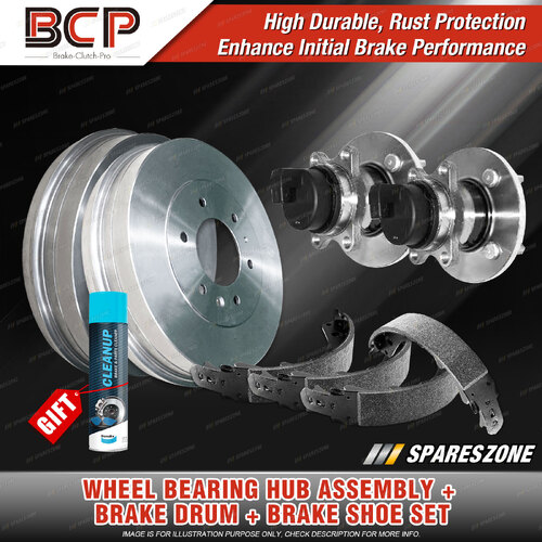 Rear Wheel Bearing Hub Ass + Brake Drum Shoe Kit for Hyundai Accent LC 1.5L ABS