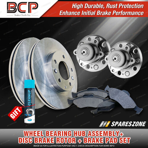 Rear Wheel Bearing Hub Assembly + Brake Rotor Pad Kit for Hyundai Sonata NF 2.4L