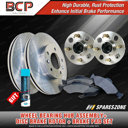 Rear Wheel Bearing Hub Ass + Brake Rotor Pad Kit for Hyundai Accent MC W/O ABS