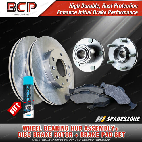 Front Wheel Bearing Hub Ass + Brake Rotor Pad Kit for Mazda 3 MPS BK W/O ABS