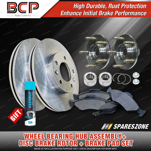 Front Wheel Bearing Hub Assembly + Brake Rotor Pad Kit for Mazda Tribute YU CU