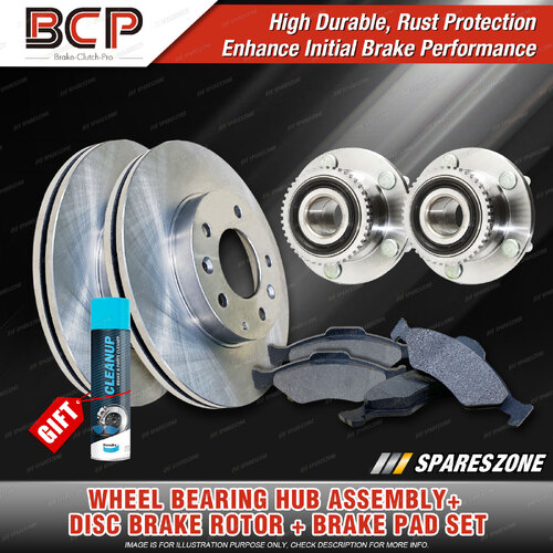 Front Wheel Bearing Hub Assembly + Brake Rotor Pad Kit for Mazda 929 HD HE