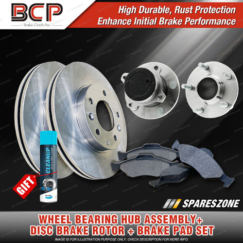 Rear Wheel Bearing Hub Assembly + Brake Rotor Pad Kit for Mazda 3 BKFS W/O ABS