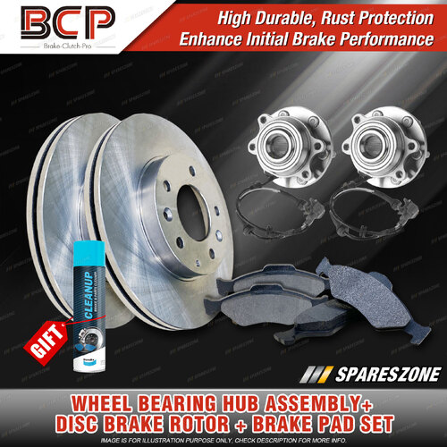 Front Wheel Bearing Hub Ass + Brake Rotor Pad Kit for Nissan Navara D40 295mm