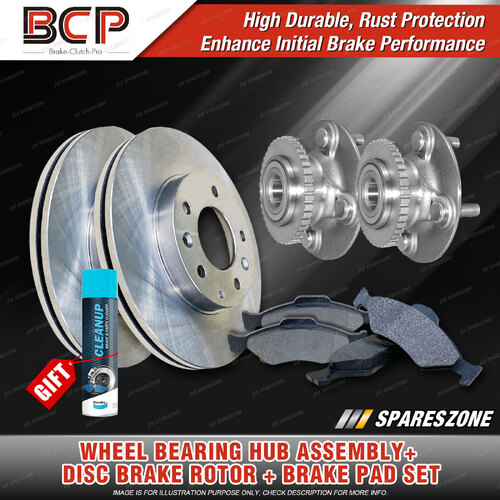 Rear Wheel Bearing Hub Ass + Brake Rotor Pad Kit for Nissan Pulsar N14 ABS