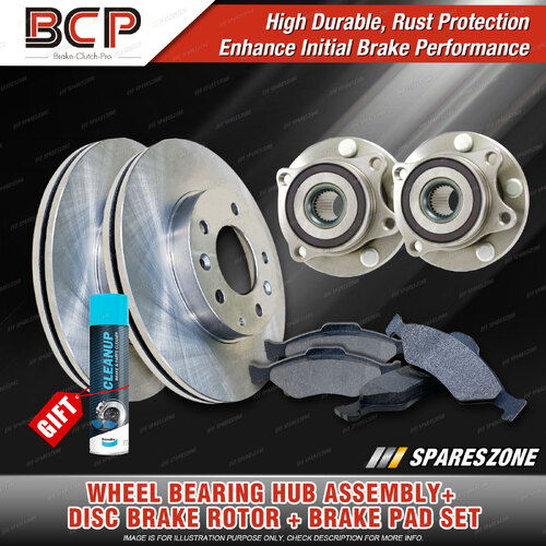 Front Wheel Bearing Hub Assembly + Brake Rotor Pad Kit for Subaru Tribeca EKU