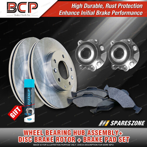 Front Wheel Bearing Hub Assembly + Brake Rotor Pad Kit for Toyota Tarago ACR50