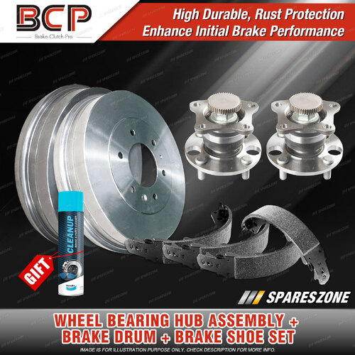 Rear Wheel Bearing Hub Ass + Brake Drum Shoe Kit for Toyota Corolla AE112 ABS