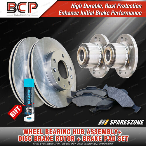 Front Wheel Bearing Hub Assembly + Brake Rotor Pad Kit for Volkswagen Polo 9N