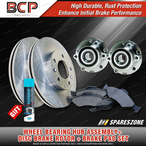 Front Wheel Bearing Hub Ass + Brake Rotor Pad Kit for Volkswagen Jetta 1K 312mm