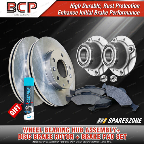 Rear Wheel Bearing Hub Ass Brake Rotor Pad Kit for Volkswagen Golf MK5 1K 4 Stud