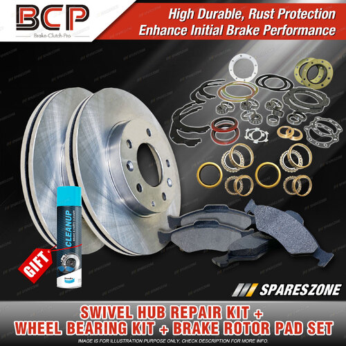 Swivel Hub Spindle Wheel Bearing Kit + Brake Set for Toyota Land Cruiser UZJ100