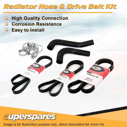 Radiator Hose + Gates Belt Kit for Daihatsu Charade G201S 1.5L HDE 1993-1998