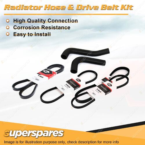 Radiator Hose + Gates Belt Kit for Ford Bronco 5.8L V8 1985-1985 without P/S