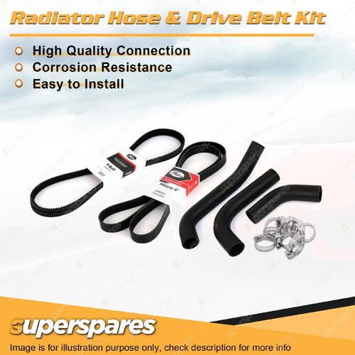 Radiator Hose + Gates Belt Kit for Holden Barina SB 1.2L 8V SPFI C12NZ 1994-1997