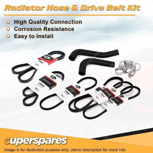 Radiator Hose + Gates Belt Kit for Subaru Leone 1.8L 1979-1984 Compr.Hitachi