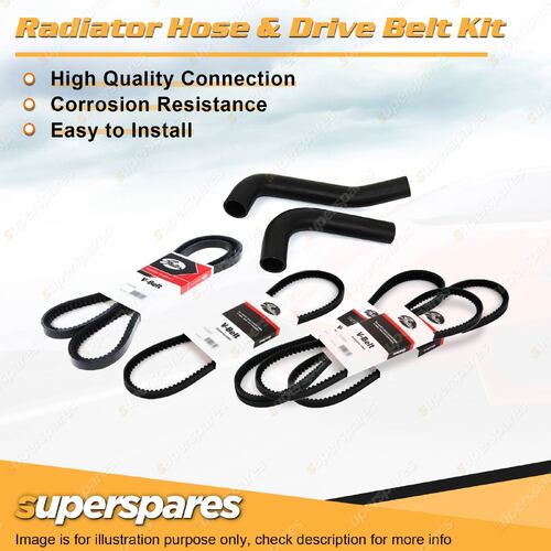 Superspares Radiator Hose + Gates Belt Kit for Subaru GL 1.8L 8V EA82 1984-1995