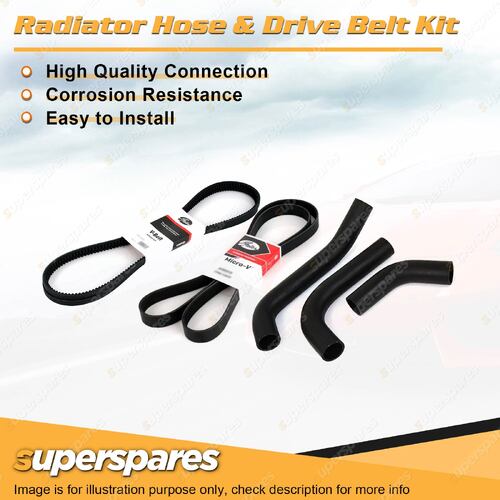 Radiator Hose + Gates Belt Kit for Toyota Hilux RZN147R 2.0L 8V 1RZE 1997-2002