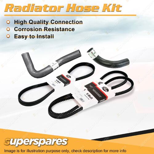 Radiator Hose + Gates Belt Kit for Ford Courier PC 2.6L 1991-1996 with Idler