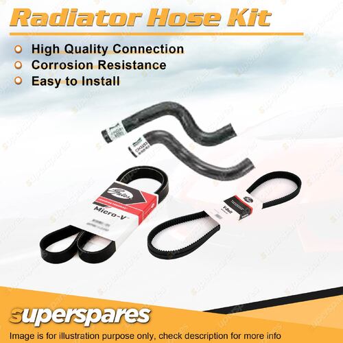 Radiator Hose + Gates Drive Belt Kit for Ford Laser KH 1.6L B6 1994 without A/C