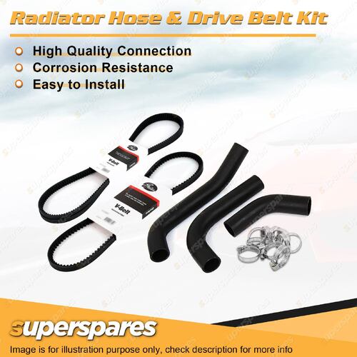 Radiator Hose + Gates Belt Kit for Holden Camira JD 1.6L 84-86 with A/C & P/S