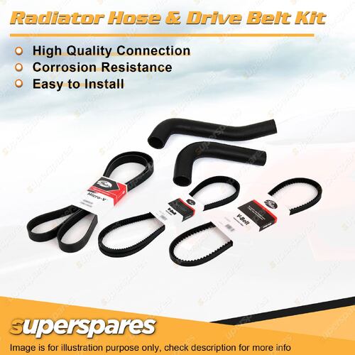 Radiator Hose + Gates Drive Belt Kit for Mitsubishi Lancer CA 1.5L 4G15 88-90