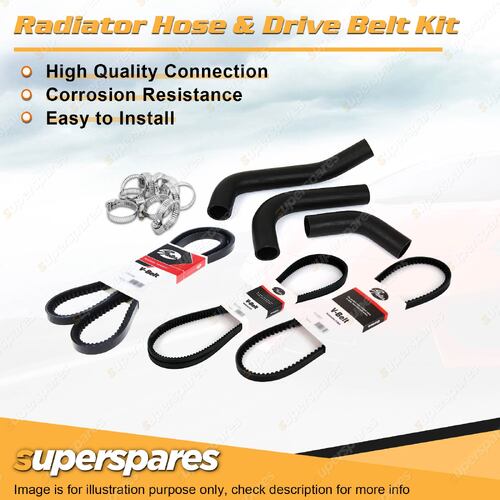 Radiator Hose + Gates Drive Belt Kit for Nissan Navara D21 2.4L Z24 4WD With P/S