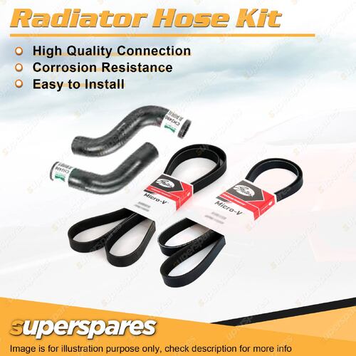 Radiator Hose + Gates Drive Belt Kit for Subaru Forester SF 2.0L EJ20J 1997-1998