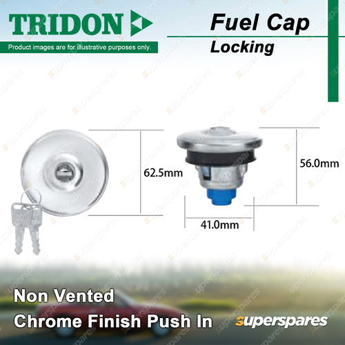 Tridon Locking Fuel Cap Chrome Finish Push In 41.0mm for Daihatsu Delta