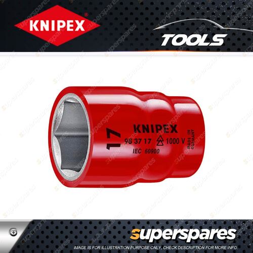 Knipex 1000V Hex Socket - 3/8 Inch Drive 17mm Width Across Flats Length 46mm